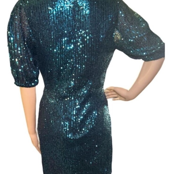 Anthropologie Greylin Surplice Emerald Sequin Dress - Picture 5 of 7
